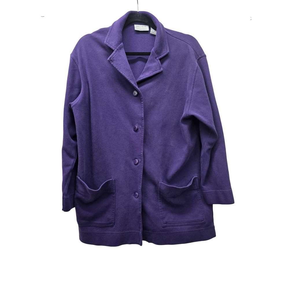 Preview International Purple Cotton Button Front Cardigan Jacket Womens Size S